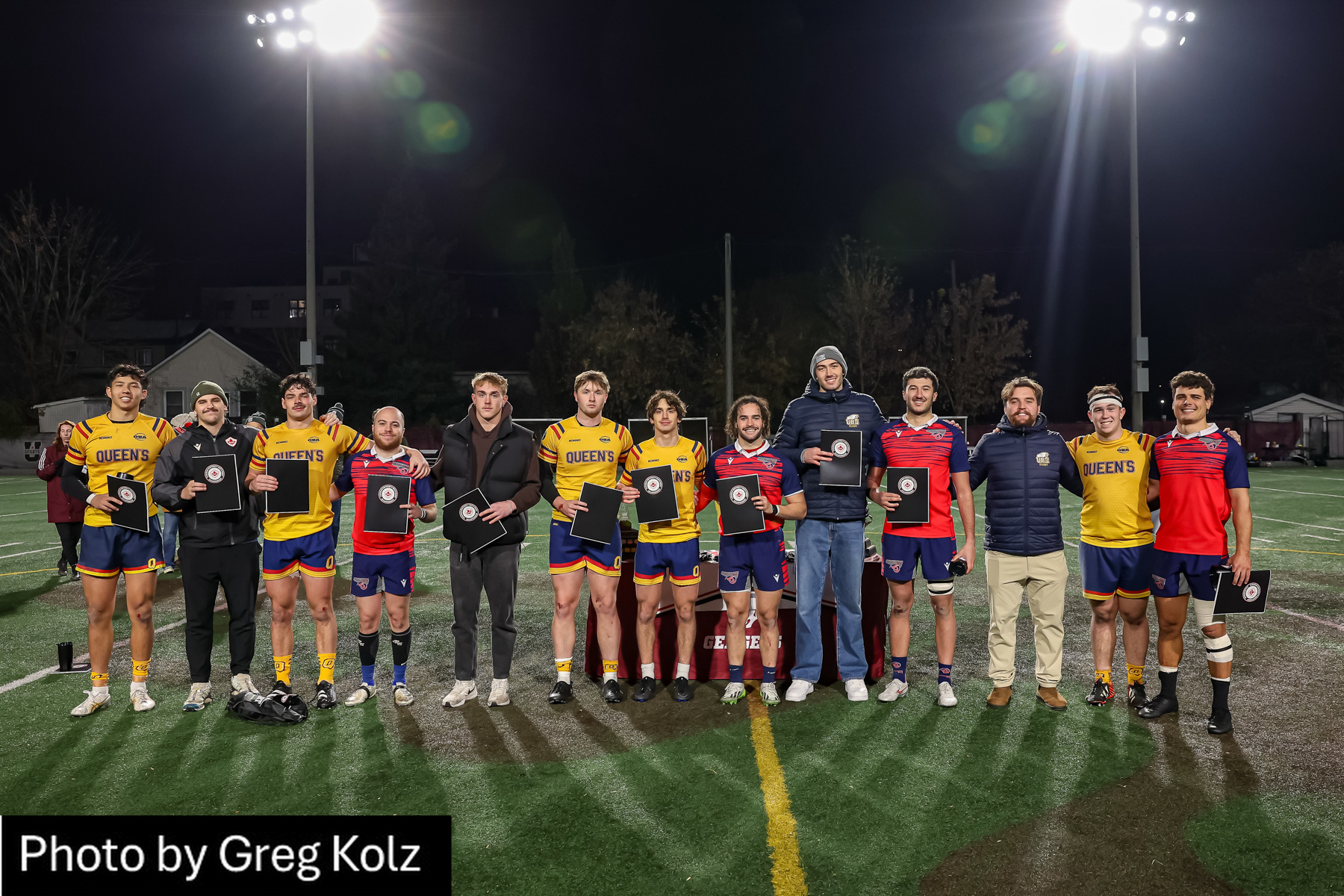 Paul ARDITTI - Stanislas BRESSE - Marcus D'ACRE -  ÉTS (École de technologie supérieure) - Queen's University - Rugby - CANUMENS 2024 - Final - ETS vs Queen's by Greg Kolz (#CANUMENS2413) Photo by: Greg Kolz | Siuxy Sports 2024-11-17
