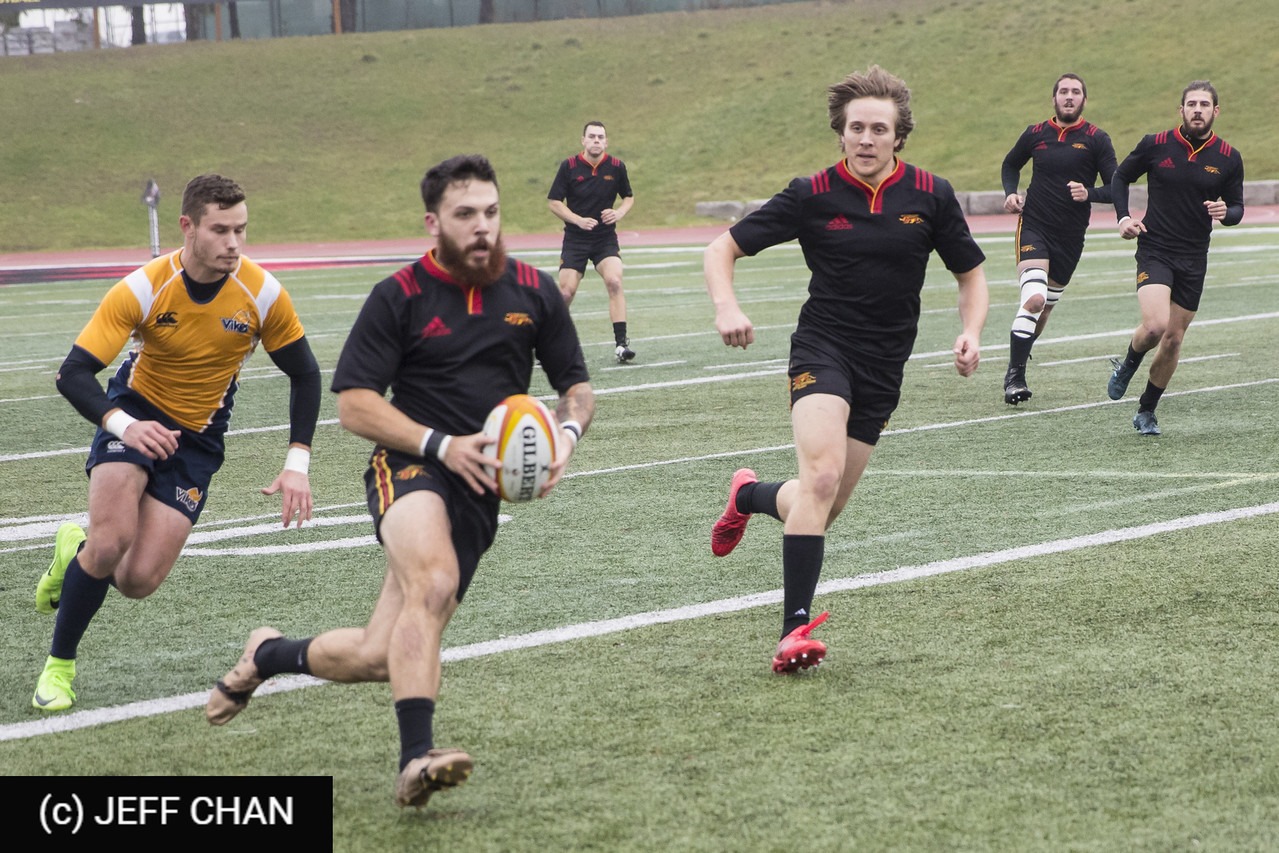 Andrew DOUGLAS - Kolby FRANCIS - Aidan MCMULLAN - John SHERIDAN - Scott SIMMONDS -  University of Victoria - University of Guelph - Rugby - CANUMENS 2017 - U Victoria vs U Guelph - by Jeff Chan (#CANUMENS1702) Photo by: Jeff Chan | Siuxy Sports 2017-11-18