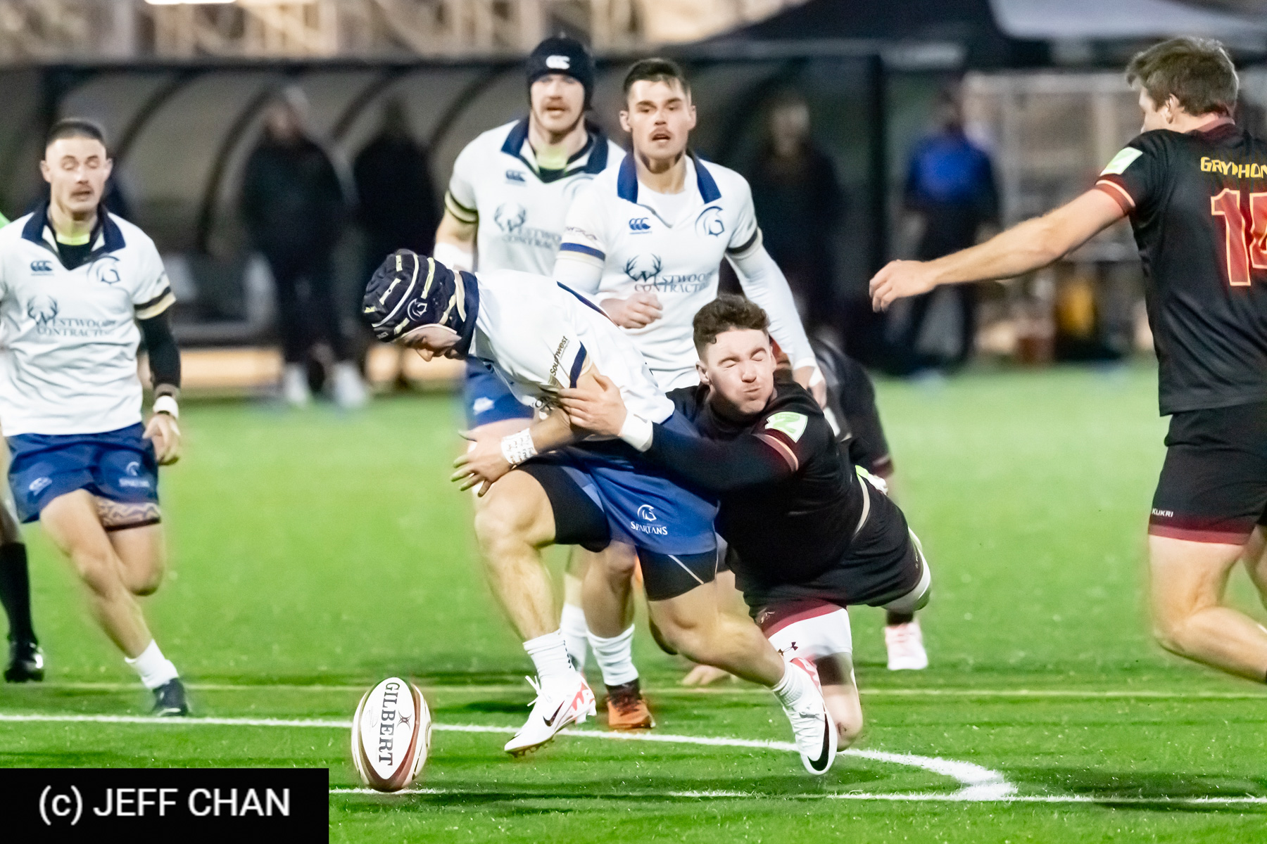 Tomas DALLAN - Guiseppe Du TOIT -  University of Guelph - Trinity Western University - Rugby - CANUMENS 2023 - Quarter final - Guelph vs Trinity Western by Jeff Chan (#CANUMENS2302) Photo by: Jeff Chan | Siuxy Sports 2023-11-15
