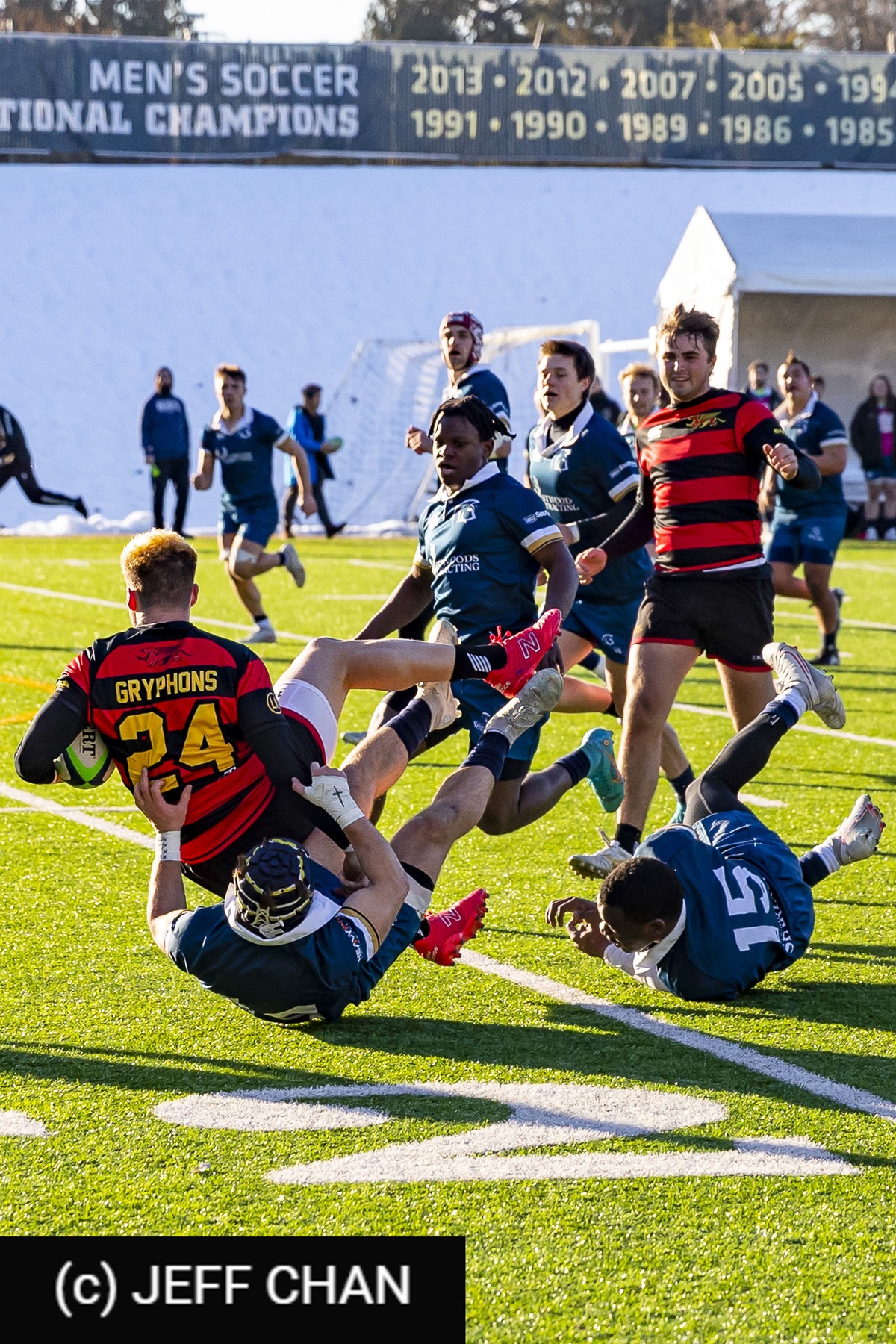 Kobe FAUST - Fynn MURPHY - Ken PAUL -  University of Guelph - Trinity Western University - Rugby - CANUMENS 2022 - Guelph vs Trinity Western U - Bronze Game  by Jeff Chan (#CANUMENS2211) Photo by: Jeff Chan | Siuxy Sports 2022-12-04