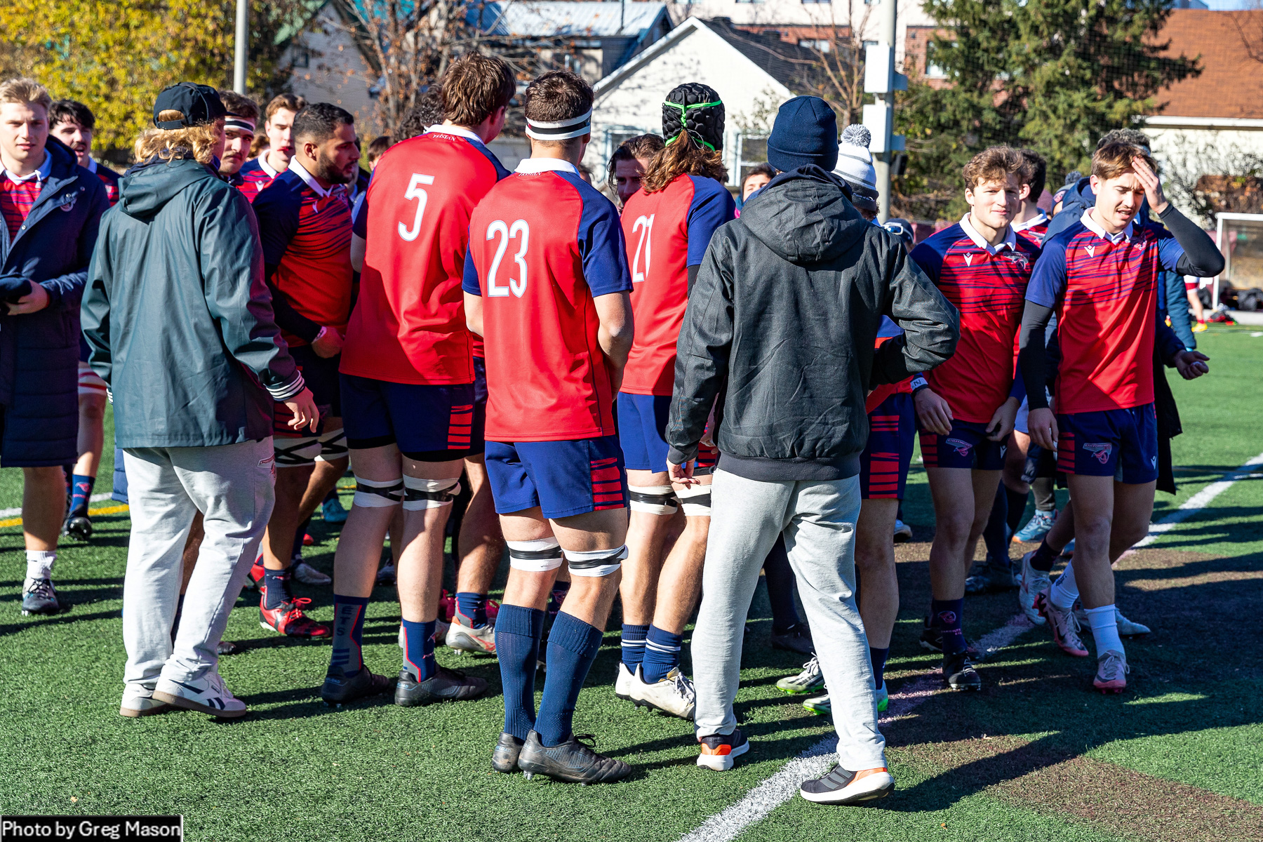 Sacha LAROCHE - Baptiste LHUILLIER - Jules TESTELIN -  ÉTS (École de technologie supérieure) - Memorial University of Newfoundland - Rugby - CANUMENS 2024 - Qtr final - ETS vs Memorial UN by Jeff Chan (#CANUMENS2402) Photo by: Jeff Chan | Siuxy Sports 2024-11-13