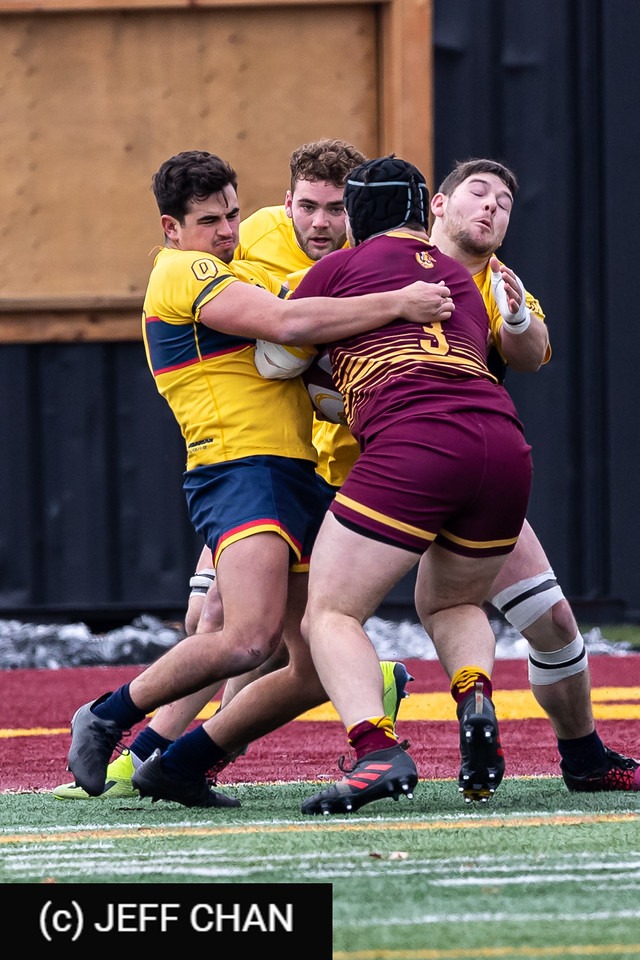 Joshua ENGELBRECHT - Liam GEDDES - Ruairidh MACPHAIL -  Queen's University - Université Concordia - Rugby - CANUMENS 2019 - Queen's U vs Concordia U - Bronze Game by Jeff Chan (#CANUMENS1907) Photo by: Jeff Chan | Siuxy Sports 2019-11-24