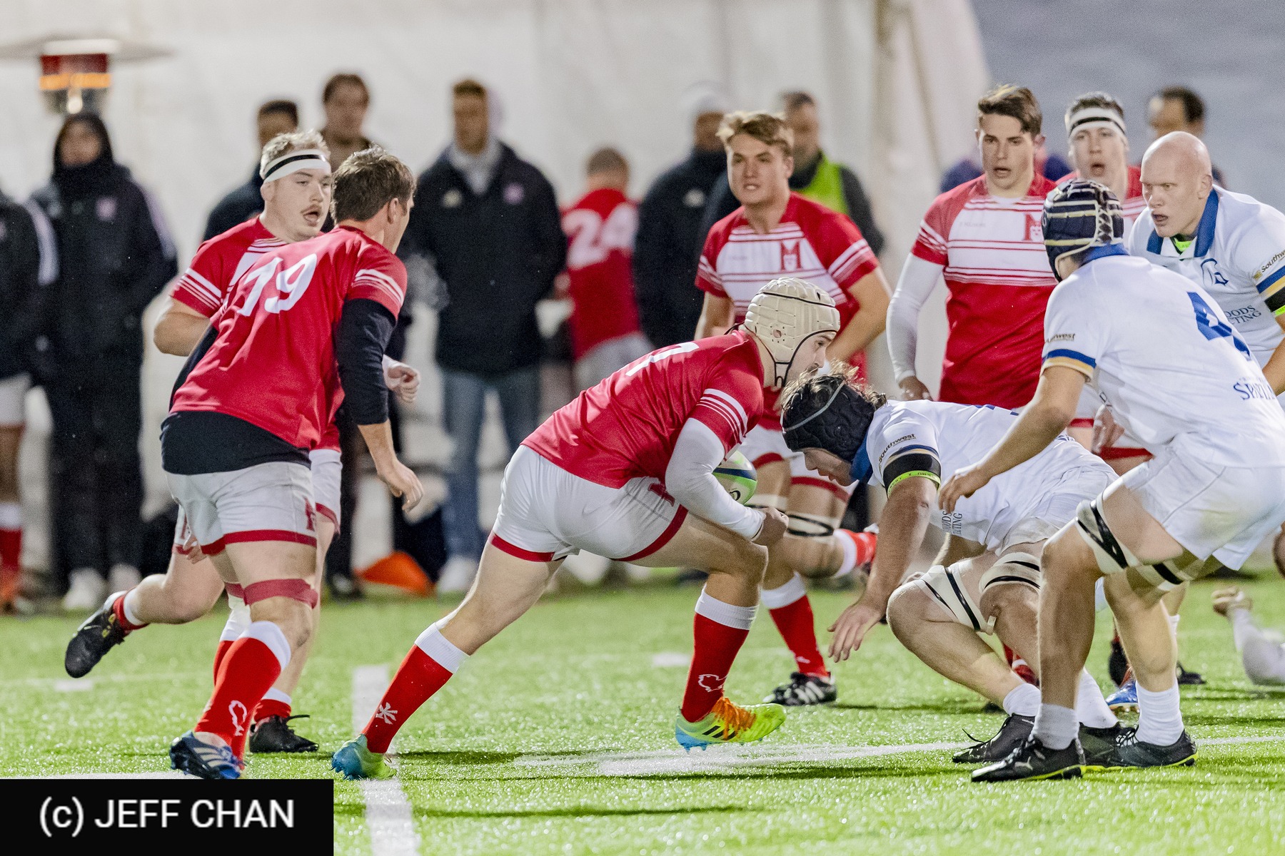 Zach AUGER - Owen CUMMING - Caleb GERTH -  Trinity Western University - Université McGill - Rugby - CANUMENS 2022 - Trinity Western U vs McGill U -  by Jeff Chan (#CANUMENS2206) Photo by: Jeff Chan | Siuxy Sports 2022-12-02