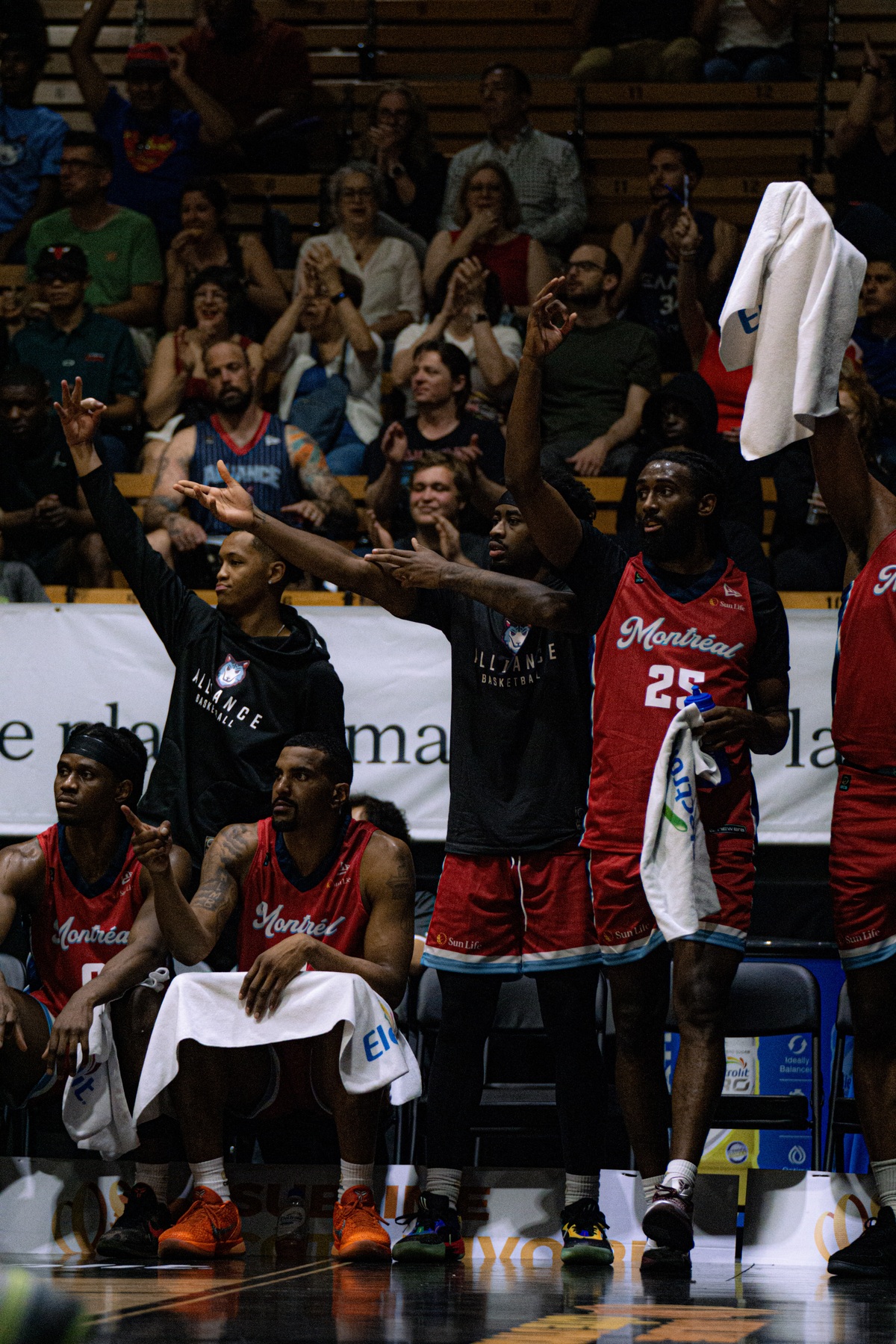 Jalin ANDERSON - Javon FREEMAN-LIBERTY - Kevin OSAWE - Lue WILLIAMS -  Montreal - Brampton - Basketball - CEBL 2026 - Alliance Montréal vs Brampton Honey Badgers (#CEBL26AMBHB6) Photo by: m9 .pix | Siuxy Sports 2026-06-10