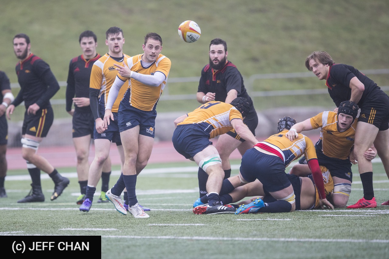 Samuel EVANS - Logan MARTIN-FEEK - James PITBLADO - Scott SIMMONDS -  University of Victoria - University of Guelph - Rugby - CANUMENS 2017 - U Victoria vs U Guelph - by Jeff Chan (#CANUMENS1702) Photo by: Jeff Chan | Siuxy Sports 2017-11-18