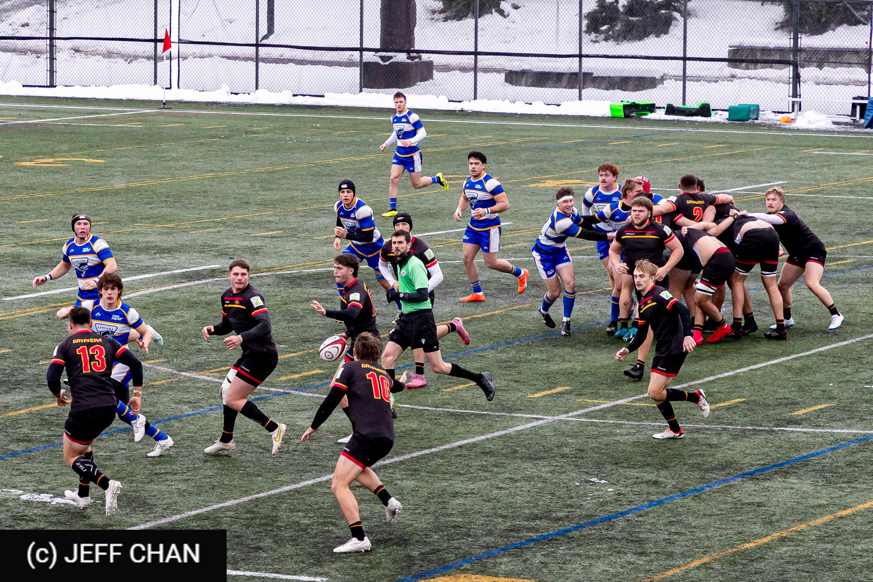 Oliver ALPE - Jacob INCE - Owen WILLIAMS -  University of Guelph - University of British Columbia Okanagan - Rugby - CANUMENS 2025 - University of Guelph v University of British Columbia Okanagan - Game#2 by Jeff Chan (#CANUMENS2572) Photo by: Jeff Chan | Siuxy Sports 2025-11-12