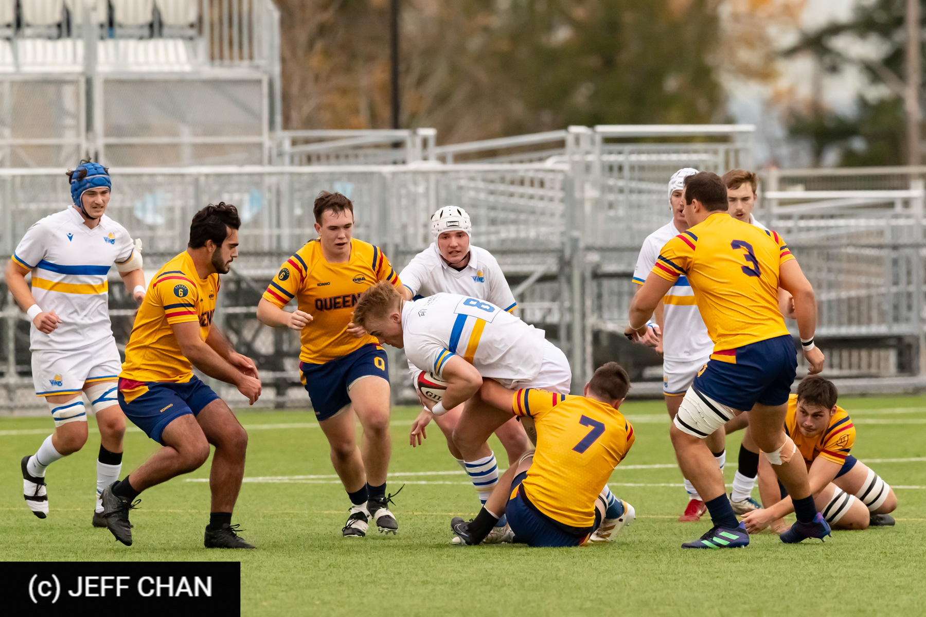 Jordy AUGER - Cameron BUBYN - Allister POULOS -  Queen's University - University of Victoria - Rugby - CANUMENS 2023 - Quarter final - Queen's vs UVic by Jeff Chan (#CANUMENS2301) Photo by: Jeff Chan | Siuxy Sports 2023-11-15