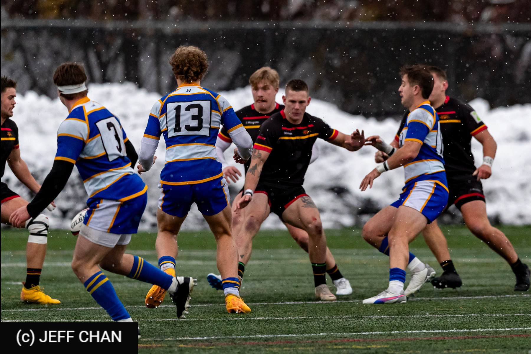 Jacob SCHULTZ - Jakob SCHULZ - Harry WILSON -  University of Guelph - University of British Columbia Okanagan - Rugby - CANUMENS 2025 - University of Guelph v University of British Columbia Okanagan - Game#2 by Jeff Chan (#CANUMENS2572) Photo by: Jeff Chan | Siuxy Sports 2025-11-12
