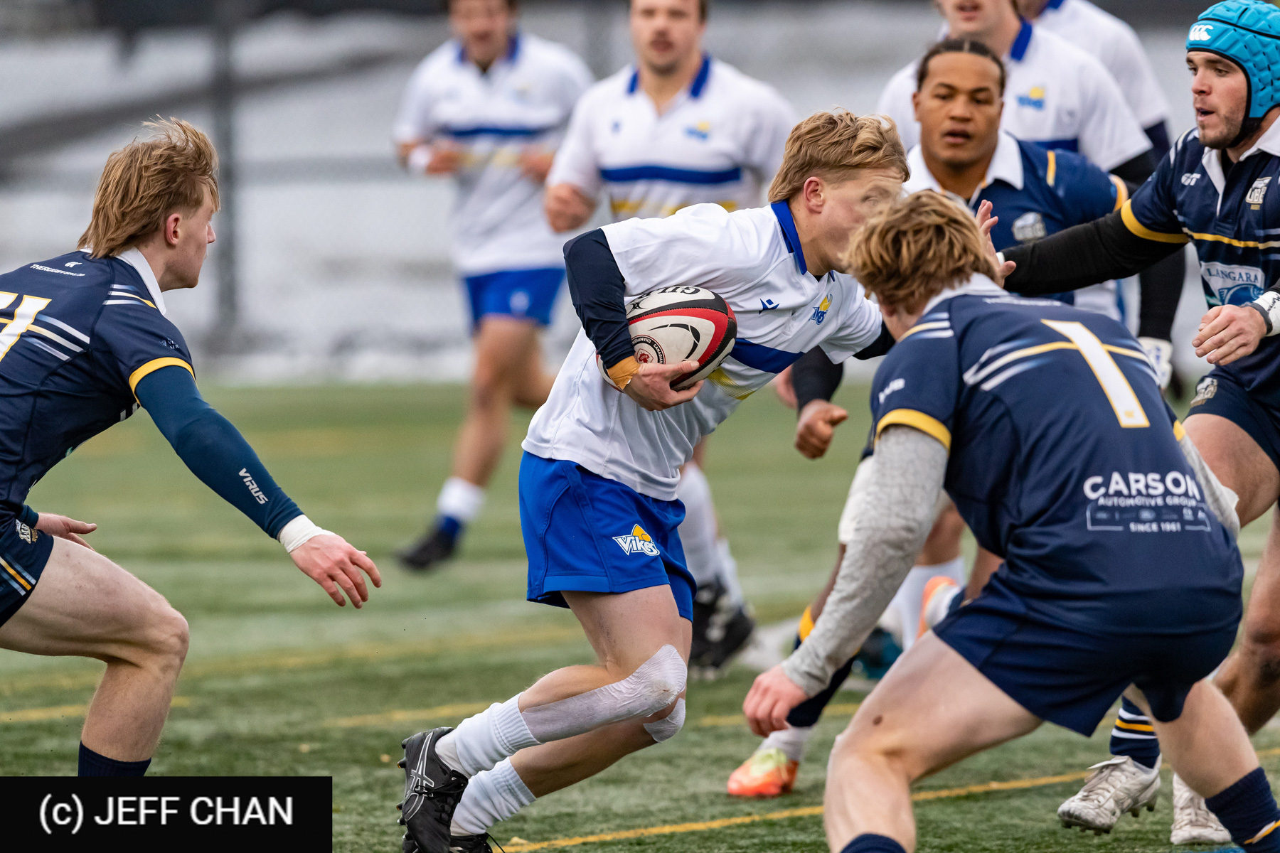 Cody NHANALA - Aidan SUTHERLAND -  University of British Columbia - University of Victoria - Rugby - CANUMENS 2025 -University of British Columbia vs University of Victoria - Game#11 by Jeff Chan (#CANUMENS2561) Photo by: Jeff Chan | Siuxy Sports 2025-11-16