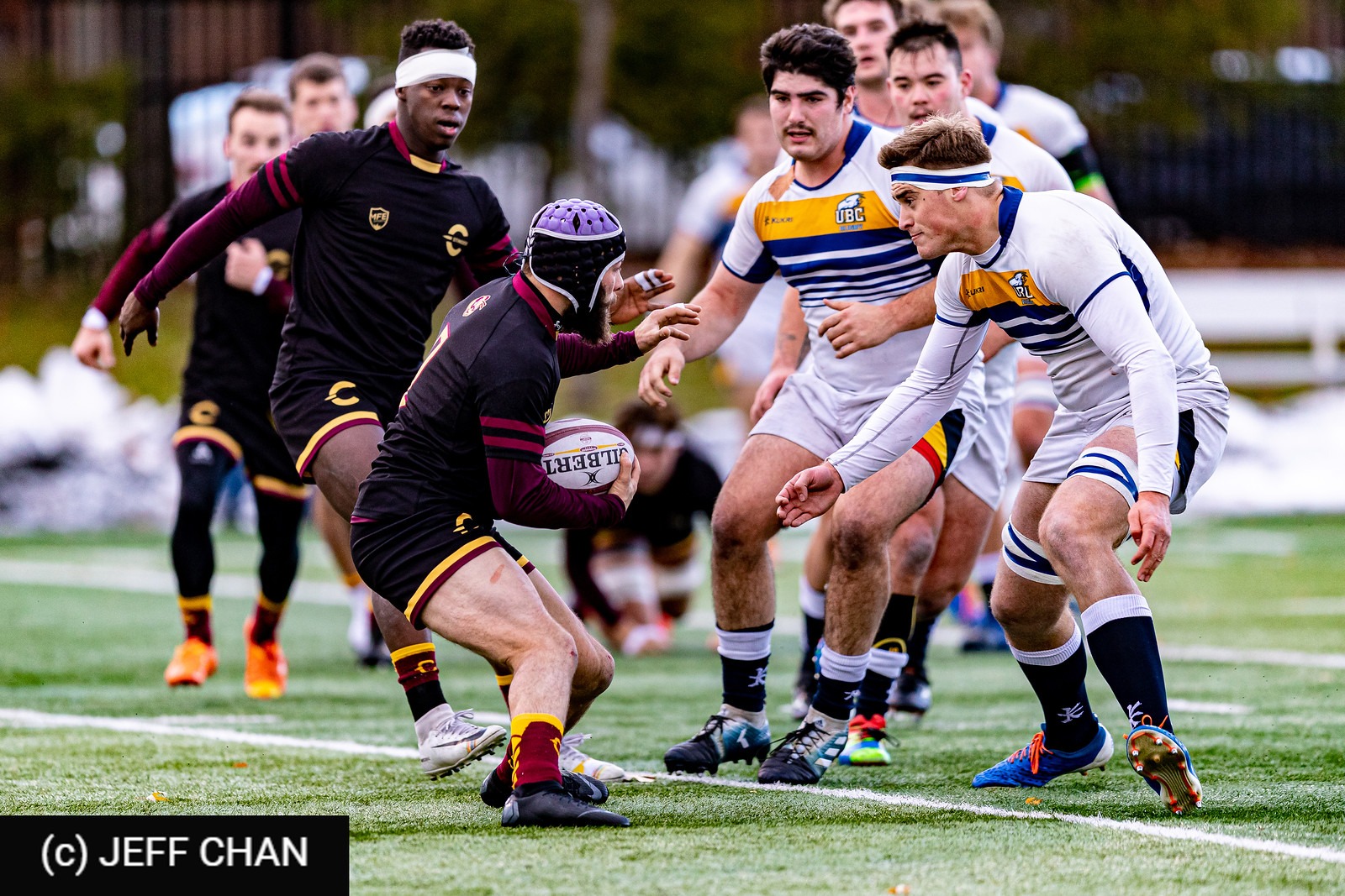Nick FROST - Eliott GOUSSANOU - Connor SAMPSON -  University of British Columbia - Université Concordia - Rugby - CANUMENS 2019 - U British Columbia vs Concordia U - by Jeff Chan (#CANUMENS1906) Photo by: Jeff Chan | Siuxy Sports 2019-11-22