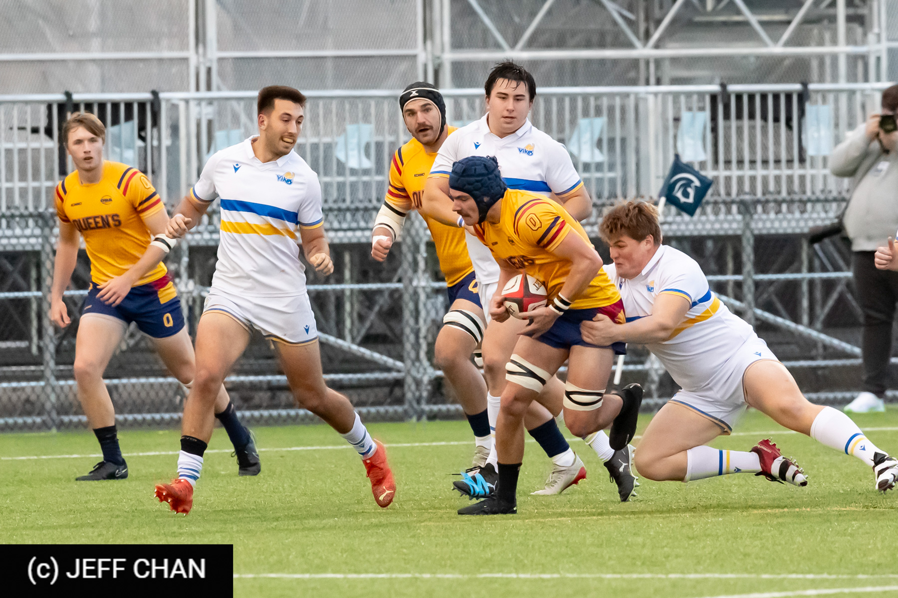 Brendan KIM - Owen LEE - Shane RIKLEY-KRINDLE -  Queen's University - University of Victoria - Rugby - CANUMENS 2023 - Quarter final - Queen's vs UVic by Jeff Chan (#CANUMENS2301) Photo by: Jeff Chan | Siuxy Sports 2023-11-15