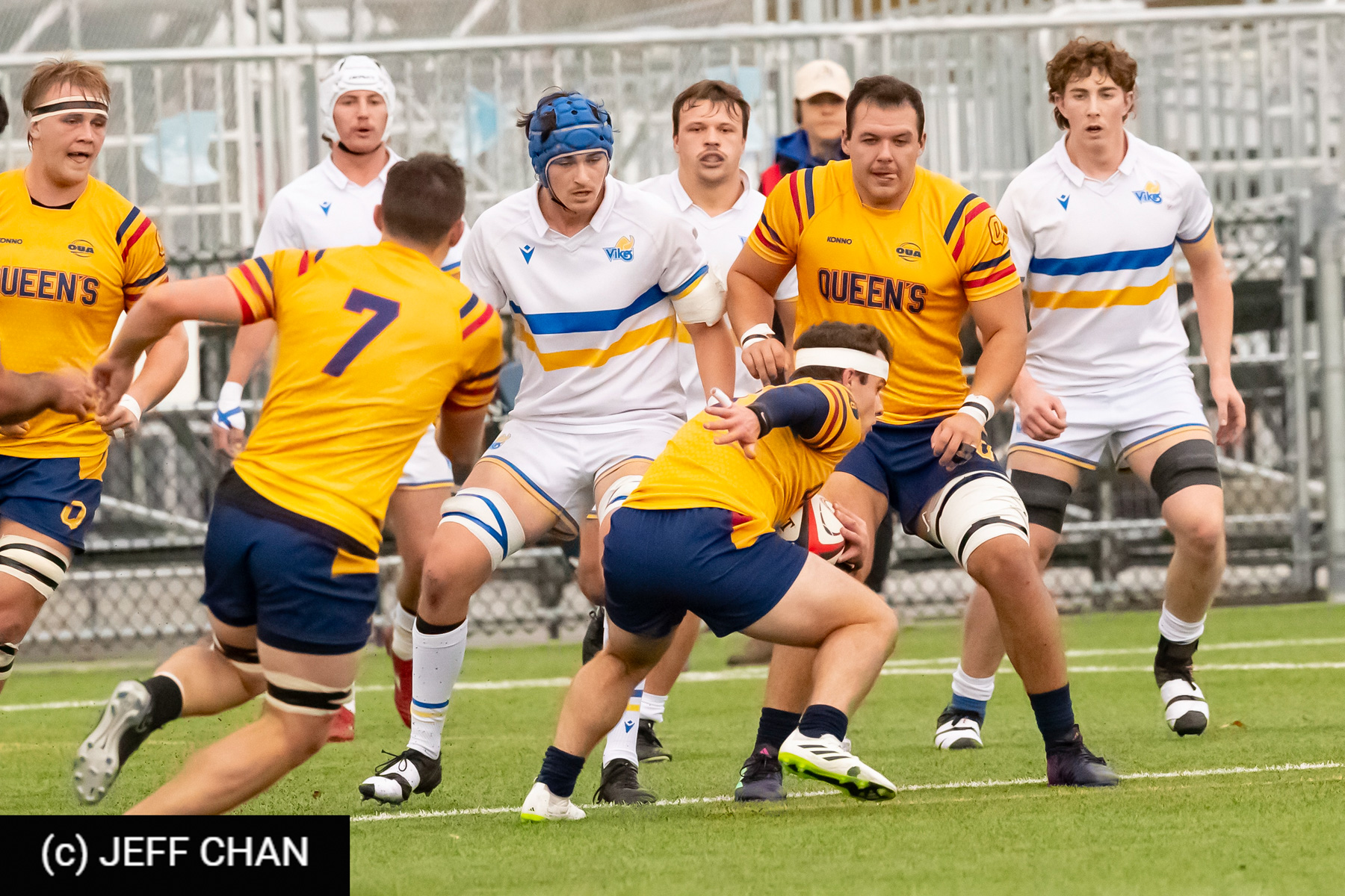 Aidan EMMENS - Connor HAY - Jaxson JONES - Phoenix MOLLER -  Queen's University - University of Victoria - Rugby - CANUMENS 2023 - Quarter final - Queen's vs UVic by Jeff Chan (#CANUMENS2301) Photo by: Jeff Chan | Siuxy Sports 2023-11-15