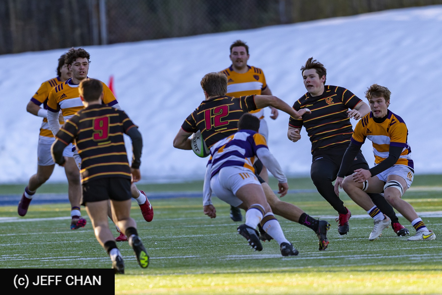 Mark GILMOUR - Carter SMITH - Gavin STALWICK -  Wilfrid Laurier University - University of Calgary - Rugby - CANUMENS 2022 - W Laurier U vs Calgary -  by Jeff Chan (#CANUMENS2210) Photo by: Jeff Chan | Siuxy Sports 2022-12-04