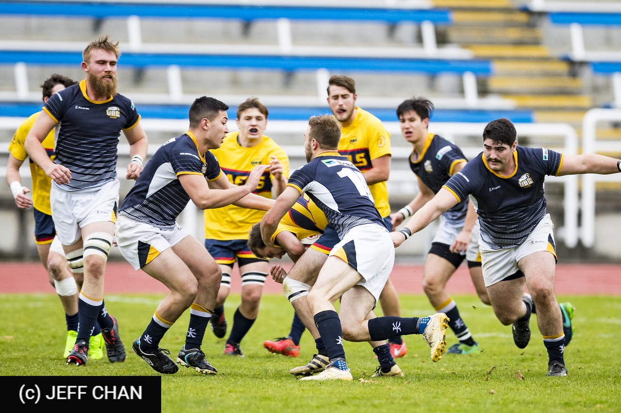Nick FROST - Nolan HOWELL -  Queen's University - University of British Columbia - Rugby - CANUMENS 2018 - Queen's U vs U British Columbia - Gold Game by Jeff Chan (#CANUMENS1809) Photo by: Jeff Chan | Siuxy Sports 2018-11-25