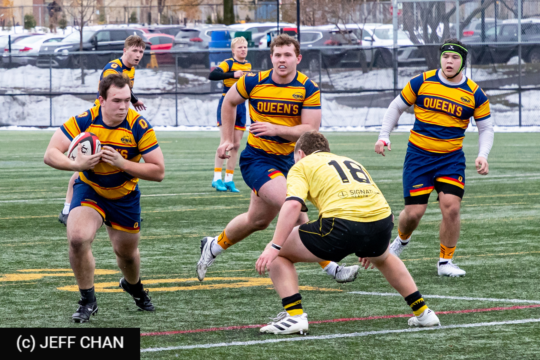 Cameron BUBYN - Owen LEE - Coen QUINN -  Queen's University - Dalhousie University - Rugby - CANUMENS 2025 - Queen's University vs Dalhousie University - Game#5 by Jeff Chan (#CANUMENS2575) Photo by: Jeff Chan | Siuxy Sports 2025-11-14