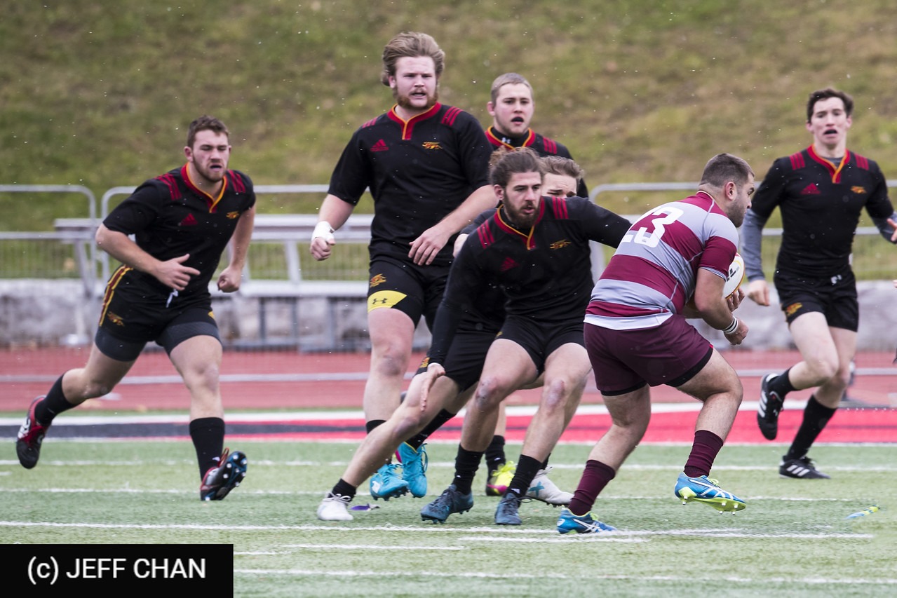 Graeme FRANCOLINI - Mitchell GLEBEN - John SHERIDAN -  University of Guelph - McMaster University - Rugby - CANUMENS 2017 - U Guelph vs McMaster U - Bronze Game by Jeff Chan (#CANUMENS1707) Photo by: Jeff Chan | Siuxy Sports 2017-11-19