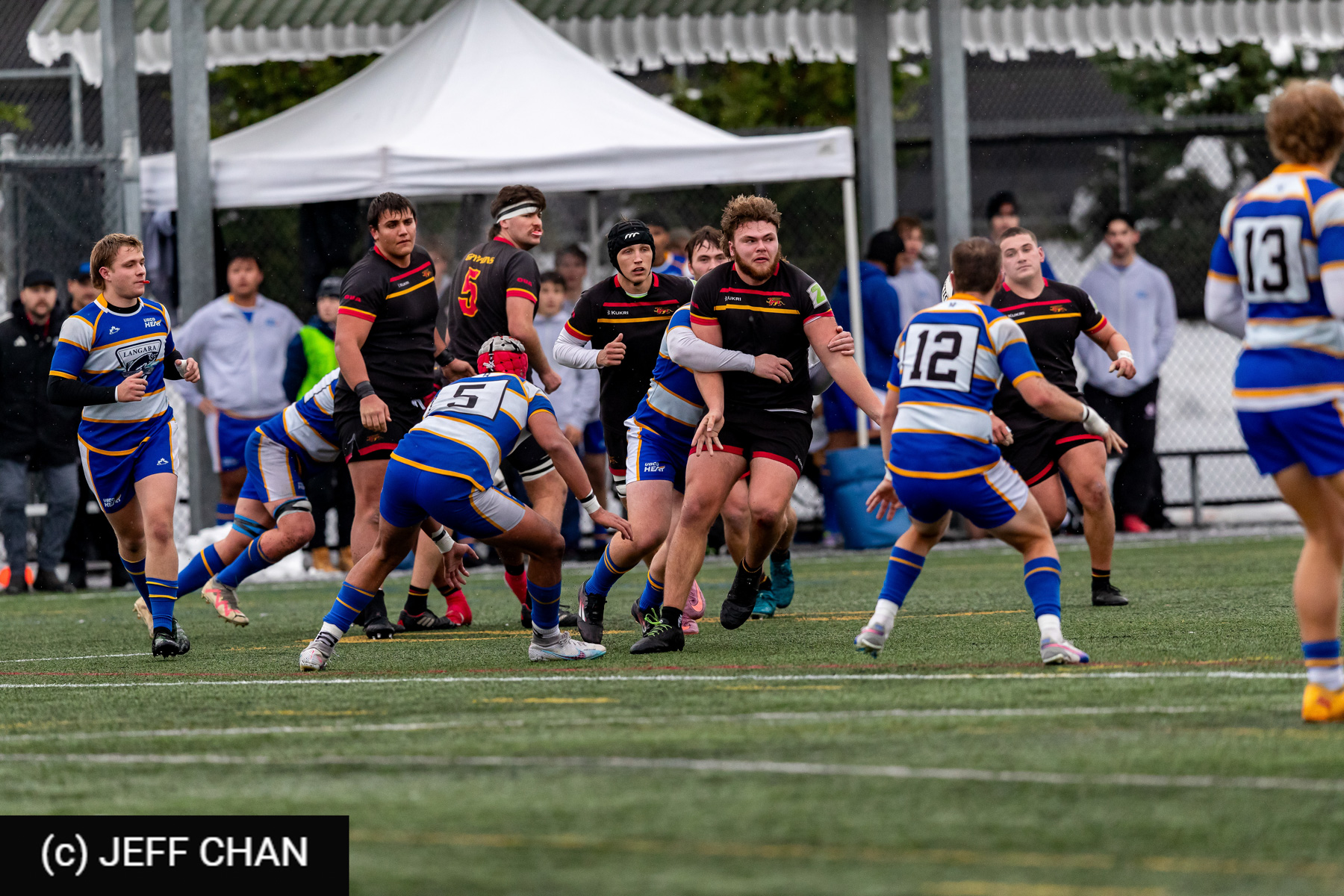 Evan POTTER - Charles TROLLIP - Owen WILLIAMS - Alistair YEOMANS -  University of Guelph - University of British Columbia Okanagan - Rugby - CANUMENS 2025 - University of Guelph v University of British Columbia Okanagan - Game#2 by Jeff Chan (#CANUMENS2572) Photo by: Jeff Chan | Siuxy Sports 2025-11-12