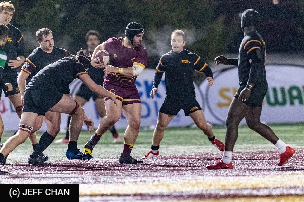 Cody BURTON - Cameron HURST - Mitchell TALBOT -  Université Concordia - University of Guelph - Rugby - CANUMENS 2019 - Concordia U vs U Guelph - by Jeff Chan (#CANUMENS1904) Photo by: Jeff Chan | Siuxy Sports 2019-11-20