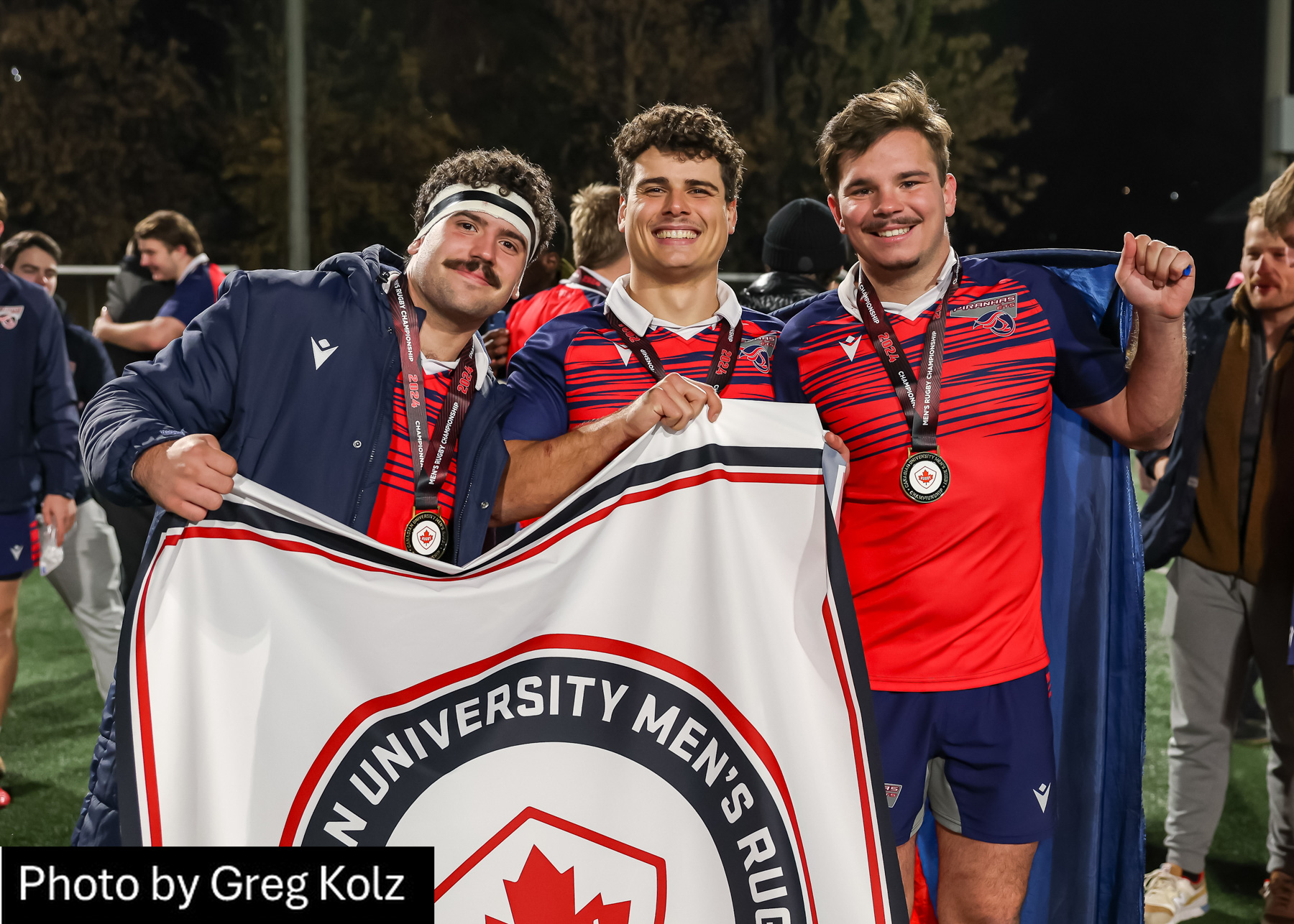 Stanislas BRESSE - Axel BRITZ - Arthur DROUILLARD -  ÉTS (École de technologie supérieure) - Queen's University - Rugby - CANUMENS 2024 - Final - ETS vs Queen's by Greg Kolz (#CANUMENS2413) Photo by: Greg Kolz | Siuxy Sports 2024-11-17