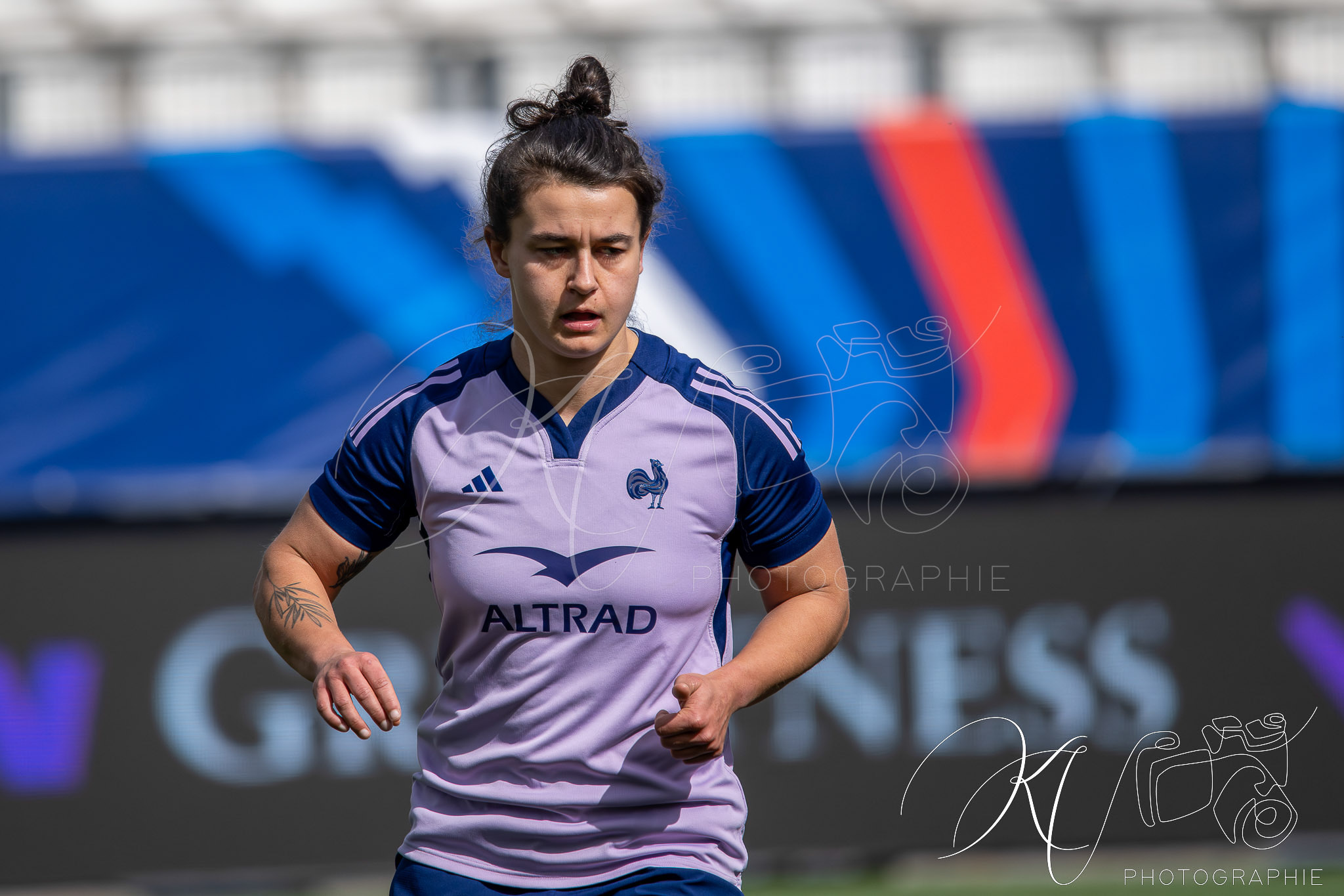 Mathilde LAZARKO -  Équipe feminin de France de rugby à XV -  - Rugby - FFR 2026 - Équipe féminin de France de Rugby - Captain Run - Stade des Alpes (#FFR26EFRXVC04) Photo by: Karine Valentin | Siuxy Sports 2026-04-10