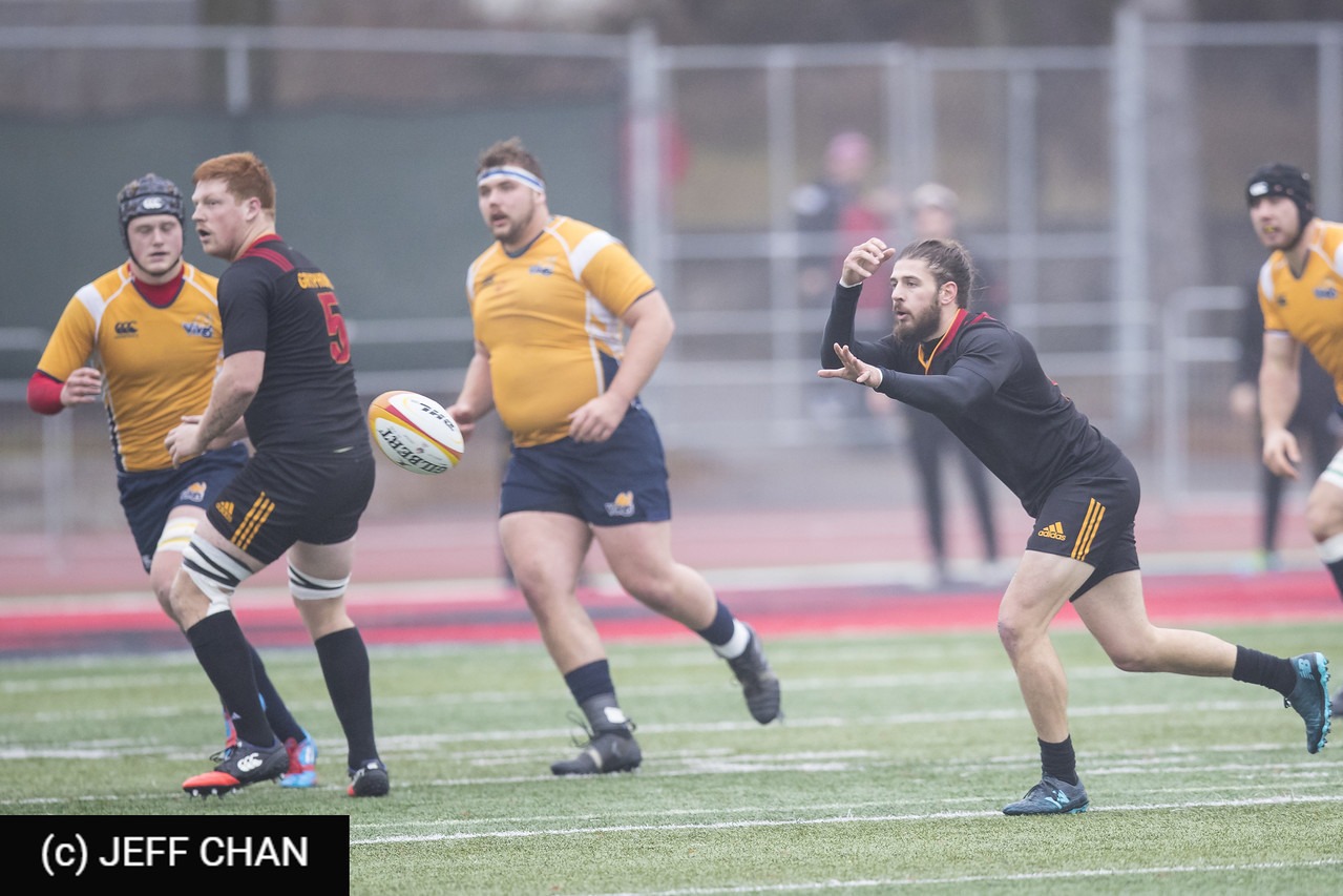 Blake ARAM - Jackson MATTHEWS - John SHERIDAN -  University of Victoria - University of Guelph - Rugby - CANUMENS 2017 - U Victoria vs U Guelph - by Jeff Chan (#CANUMENS1702) Photo by: Jeff Chan | Siuxy Sports 2017-11-18