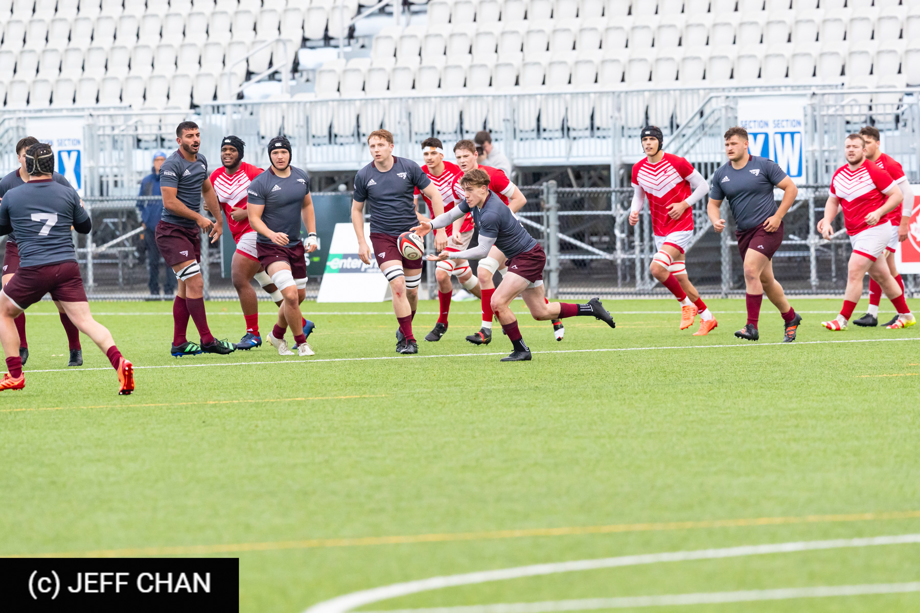 Ali AWADA - Logan HARRIS - Connor WILLIAMS -  Memorial University of Newfoundland - Université Ottawa - Rugby - CANUMENS 2023 - Quarter final - Memorial vs U Ottawa by Jeff Chan (#CANUMENS2303) Photo by: Jeff Chan | Siuxy Sports 2023-11-15